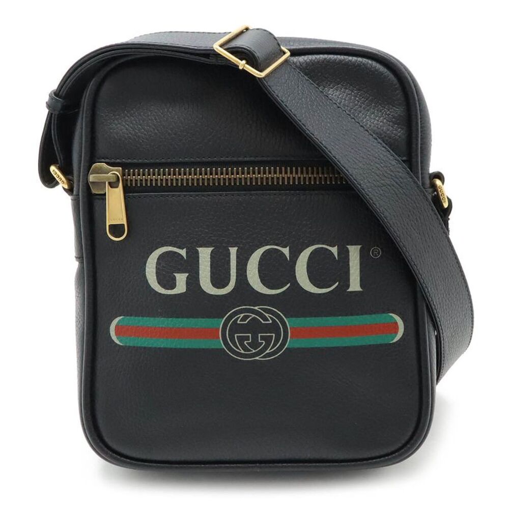 Gucci Leather Print Messenger Bag